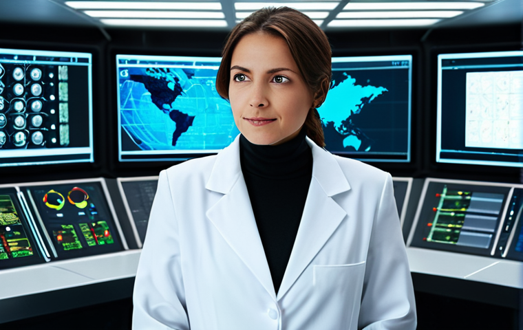A highly professional female nuclear engineer, wearing a modest, dark business suit over a clean white lab coat, standing in a sophisticated, futuristic nuclear plant control room. The control room features large, luminous holographic displays showcasing complex AI simulations of reactor designs and operational data. The background is clean and sterile, emphasizing advanced technology and precision. The lighting is soft and ambient. Perfect anatomy, correct proportions, natural pose, well-formed hands, proper finger count, natural body proportions. High-resolution, professional studio photography, realistic, detailed, high quality, clean aesthetic. Safe for work, appropriate content, fully clothed, professional dress, modest clothing, family-friendly.
