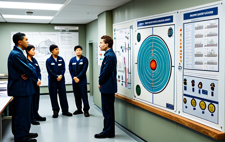 **
"Inside a nuclear power plant training center, a diverse group of trainees in fully clothed, professional attire, are attentively listening to an instructor explaining reactor schematics. The room is filled with diagrams and safety posters. Safe for work, appropriate content, perfect anatomy, correct proportions, educational setting, high quality, well-lit, professional. Focus on conveying a sense of learning and safety."
**