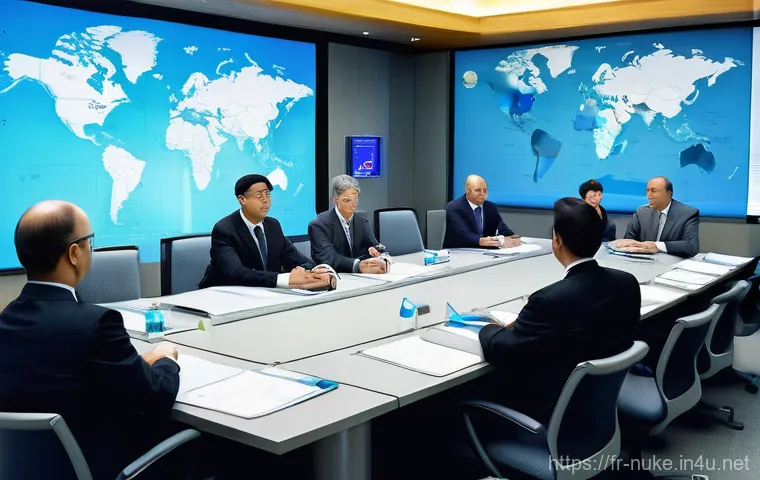 원자력 발전소의 국제 협력 사례 - **Prompt 1: International SMR Design Collaboration**
    "A group of five diverse engineers, male an...