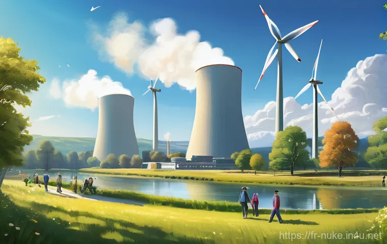 원자력 발전과 관련된 규제 변화 - **Prompt:** A vibrant, optimistic, and highly detailed illustration depicting a state-of-the-art nuc...