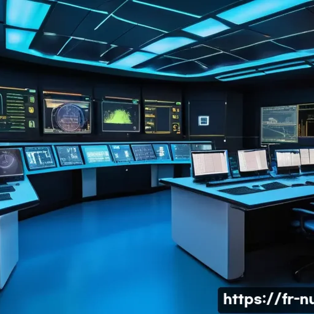 원자력 기술 트렌드와 미래 전망 - A futuristic fourth-generation nuclear reactor control room in France, showcasing advanced automated...