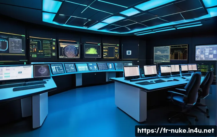 원자력 기술 트렌드와 미래 전망 - A futuristic fourth-generation nuclear reactor control room in France, showcasing advanced automated...