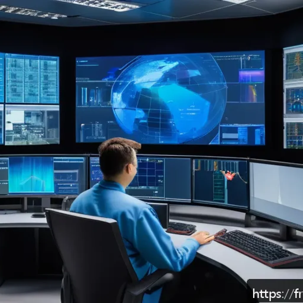 원자력 엔지니어의 업무 효율화 도구 - A highly detailed, photorealistic scene inside a modern nuclear power plant control room featuring e...