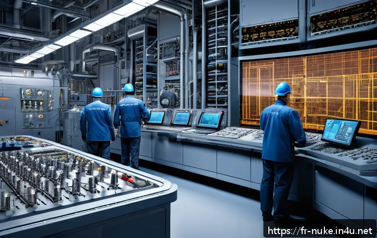 원자력 발전소 설계 도구 사용법 - A highly detailed 3D digital rendering of a nuclear power plant&rsquo;s interior, showcasing complex mecha...