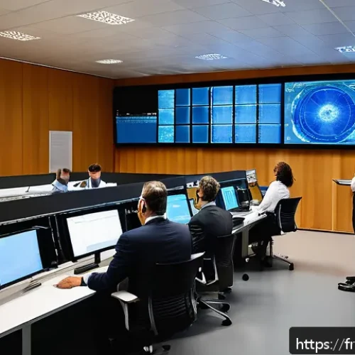 Home 31 원자력 기술의 해외 수출 사례 - A high-tech nuclear power plant control room in France, showcasing French engineers and technicians ...