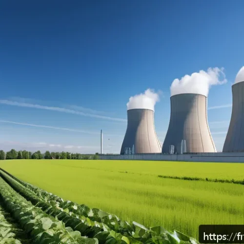 원자력 발전 기술의 에너지 효율성 - A futuristic fourth-generation nuclear reactor facility in the French countryside during daytime, fe...
