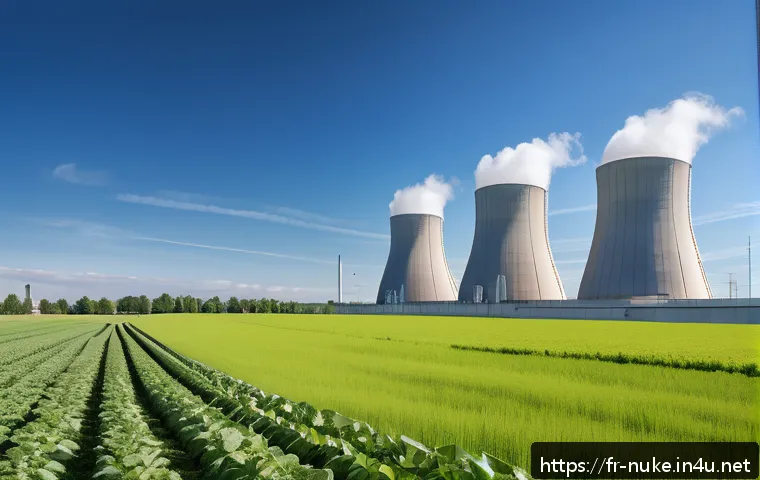 원자력 발전 기술의 에너지 효율성 - A futuristic fourth-generation nuclear reactor facility in the French countryside during daytime, fe...